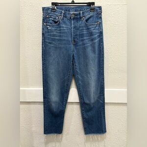 GAP Women's Boyfriend Mid-Rise Medium Wash Raw Hem Jeans Size 8 Tall